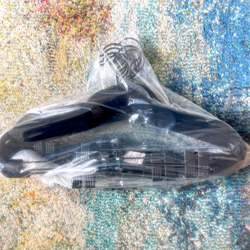 Brand New Black Velvet Hangars w Pant/Skirt Clips (Set of 10)